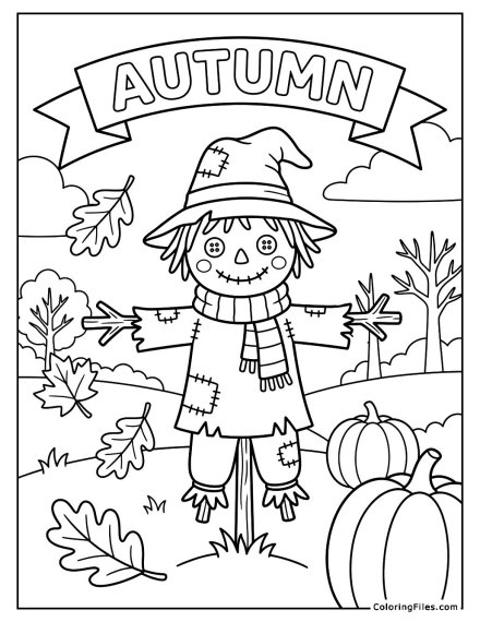 Friendly Scarecrow in a Cozy Hat and Scarf