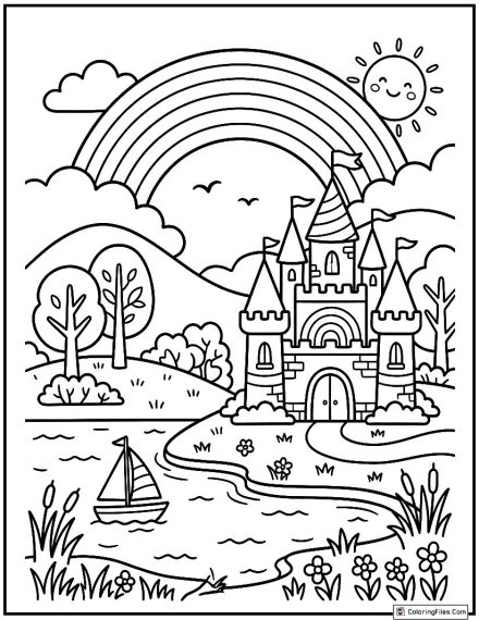 Rainbow Castle by the Lake