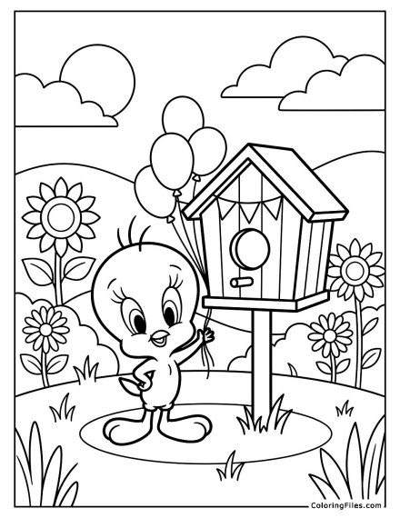 Tweety Bird’s Garden Birdhouse Party