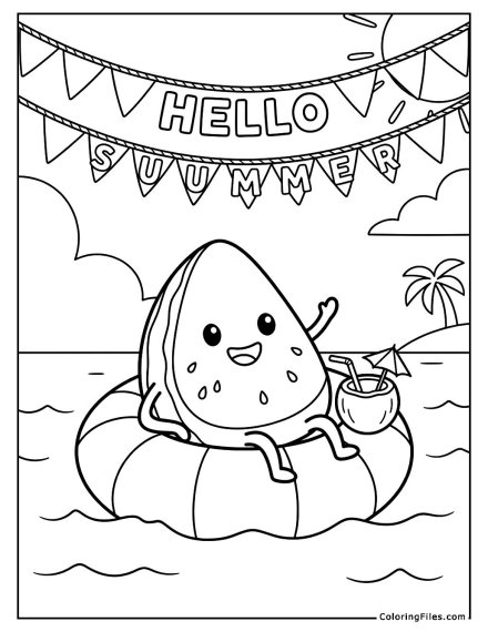 Happy Watermelon On A Floatie