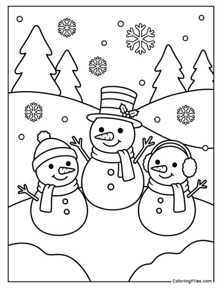 Friendly Snowman Trio