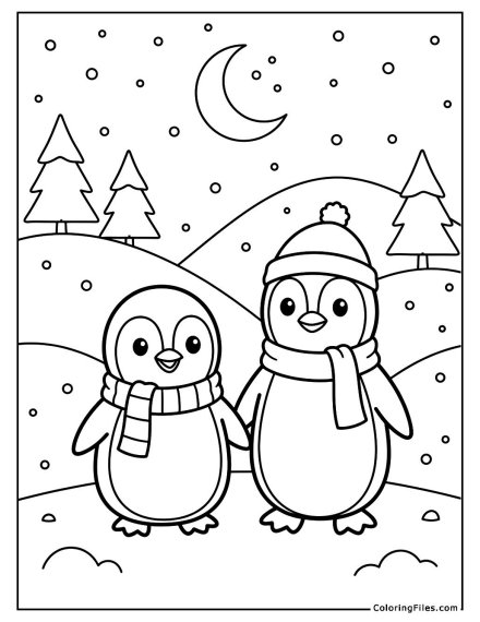 Cute Penguin Couple in the Cold