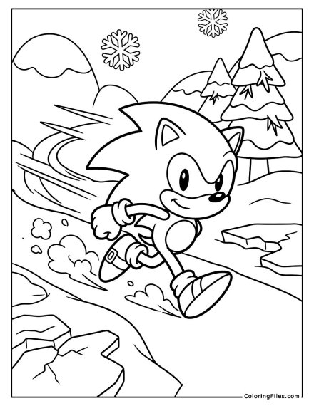 Sonic the Hedgehog Speeding Through Ice