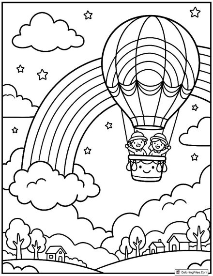 Rainbow Hot Air Balloon Journey