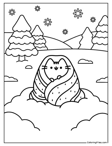 Pusheen the Cat Hiding in a Blanket