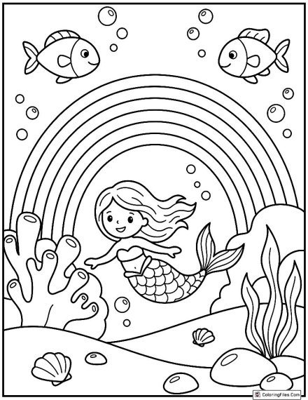 Rainbow Mermaid Under the Sea