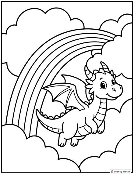Rainbow Dragon in the Clouds
