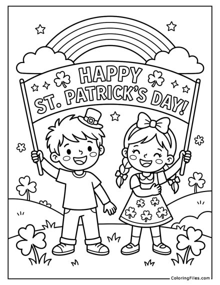 Two Children Holding Up A St Patricks Day Banner