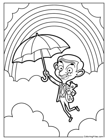 Mr. Bean’s Colorful Umbrella Ride