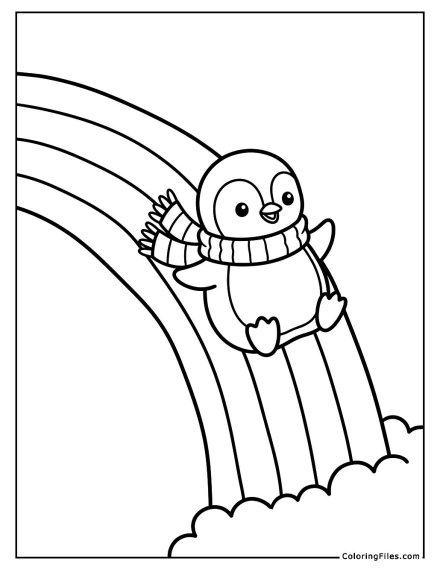 Penguin Sliding Down A Rainbow
