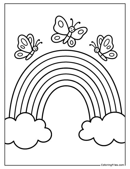 Butterflies Flying Over A Rainbow