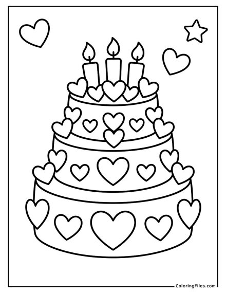 Birthday Cake with Hearts
