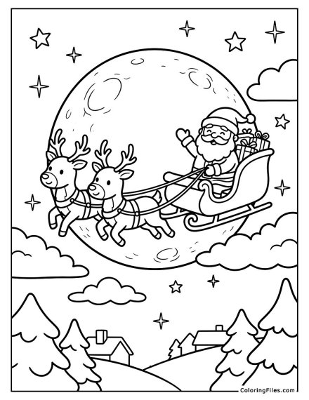 Santa Flying Across the Moon
