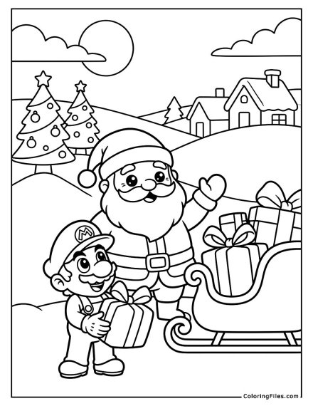 Mario Helps Santa Deliver Gifts