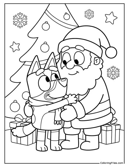 Bluey and Santa Share a Hug