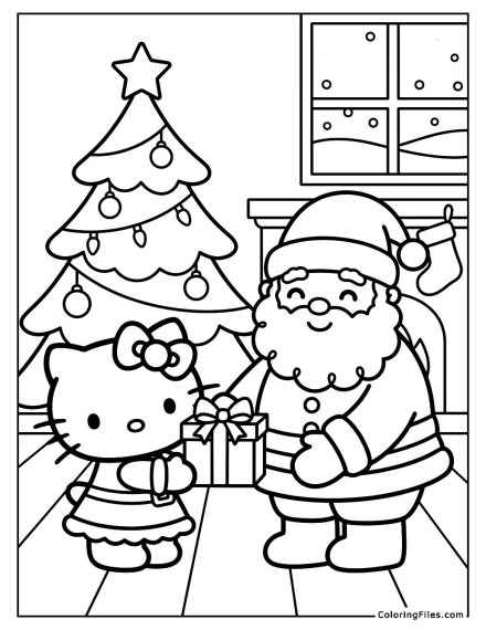 Hello Kitty Gives Santa a Gift