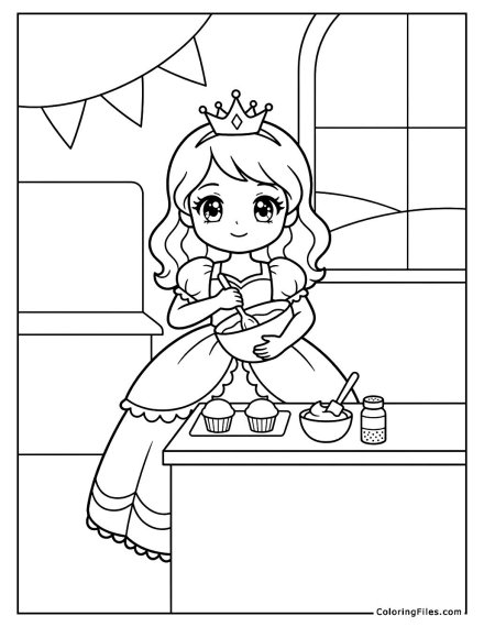 Princess Baking Birthday Cupcakes