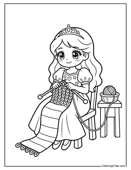Princess Knitting a Scarf