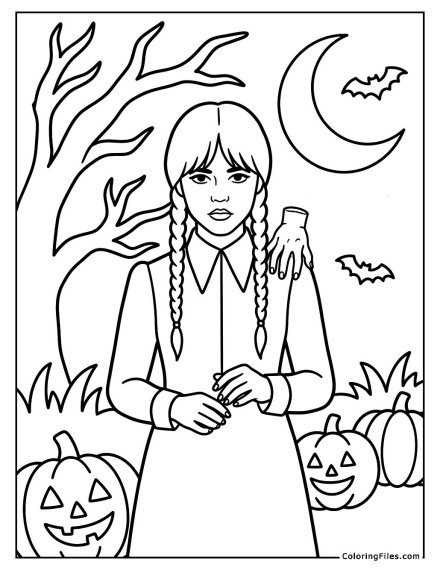 Wednesday Addams With Thing On Her Shoulder