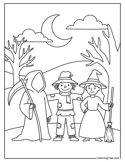 Grim Reaper, Scarecrow and Witch