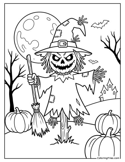 Halloween Scarecrow In Witch Costume