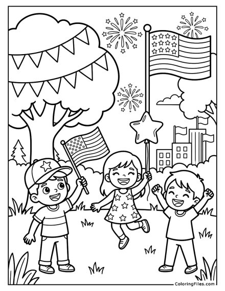 Patriotic Kids Celebrating Freedom