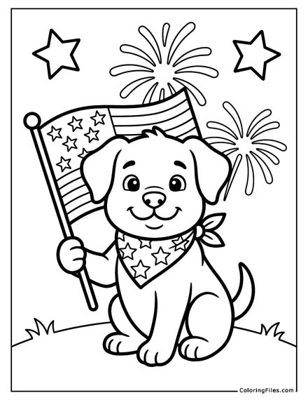 Patriotic Puppy with American Flag