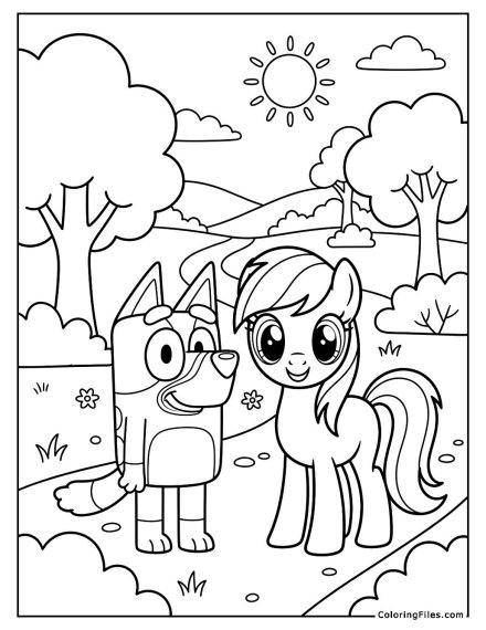 Bluey and Pony Friend in the Park