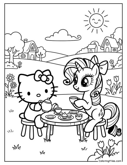 Hello Kitty and Rarity’s Stylish Tea Party