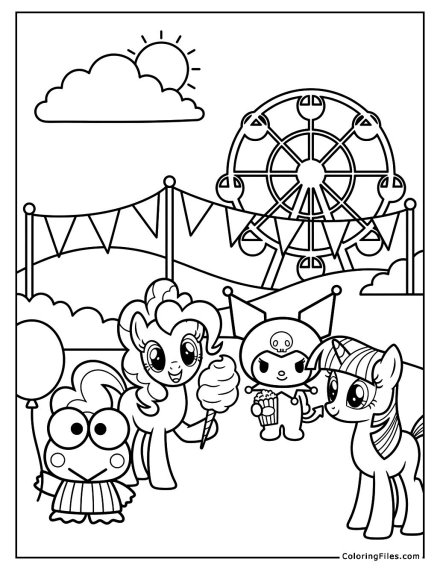 Keroppi, Kuromi, and the Ponies at the Fair