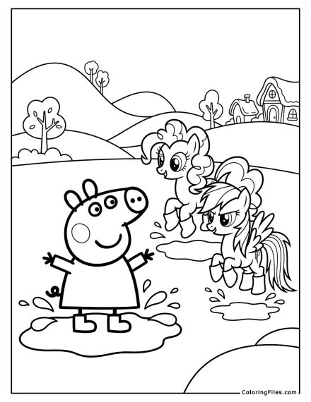 Peppa Pig and the Ponies in Muddy Puddles