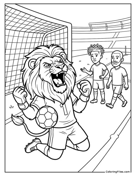 Lion Mascot Roars After a Big Save