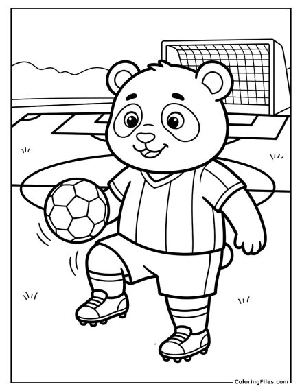 Panda Mascot Doing Soccer Juggling