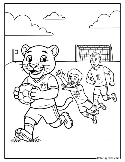 Panther Mascot Stealing the Soccer Ball