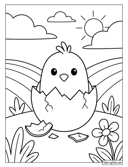 Cute Chick Hatching from an Egg
