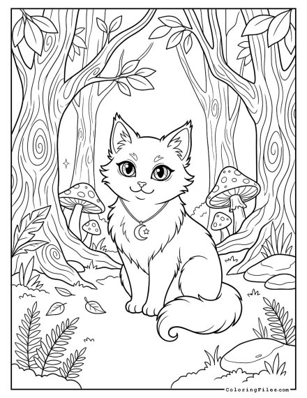 Magical Cat in a Fantasy Forest