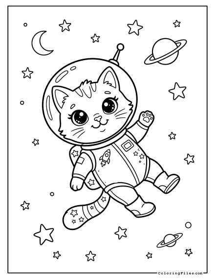Space Cat Floating in the Stars