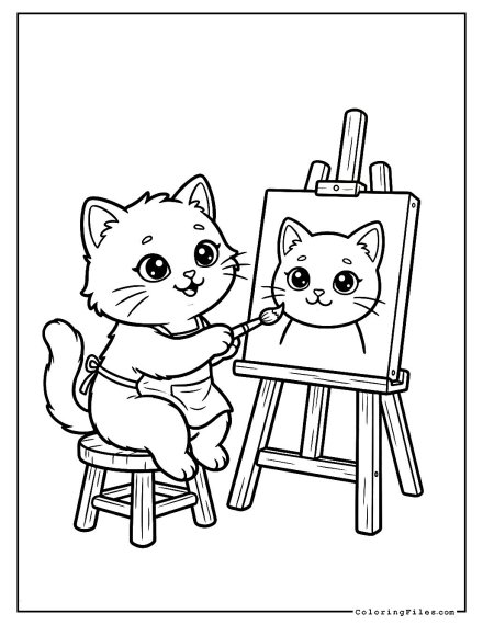 Cat Painting on a Small Canvas