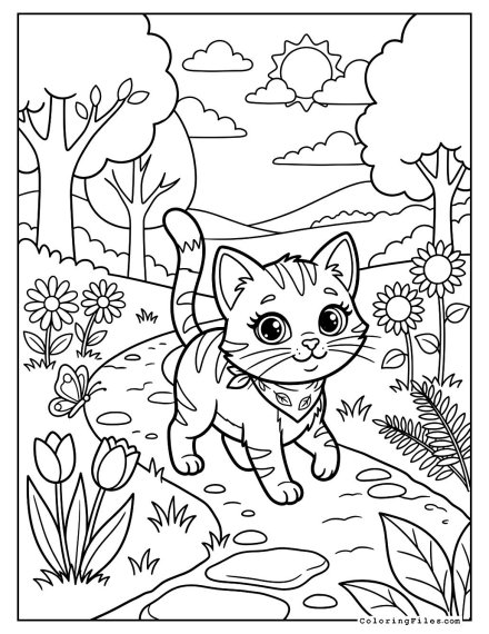 Adventurous Cat Exploring the Garden