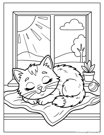 Cat Sleeping in a Sunny Window