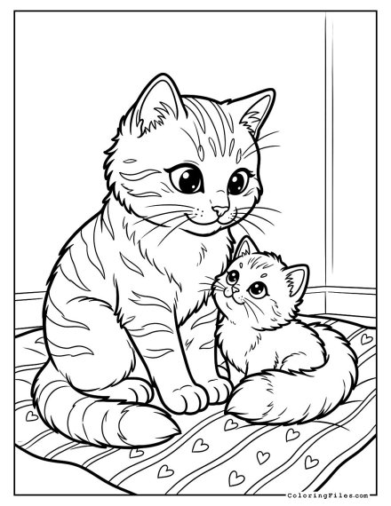 Adorable Cat Mom with Tiny Kitten