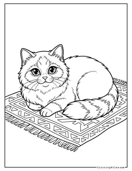 Himalayan Cat Relaxing on a Rug