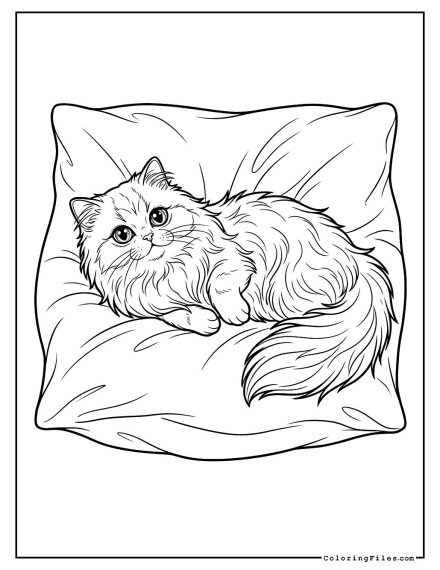 Persian Cat Lounging on a Silk Cushion