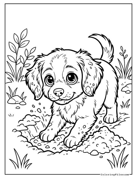 Puppy Caught Digging in Dirt