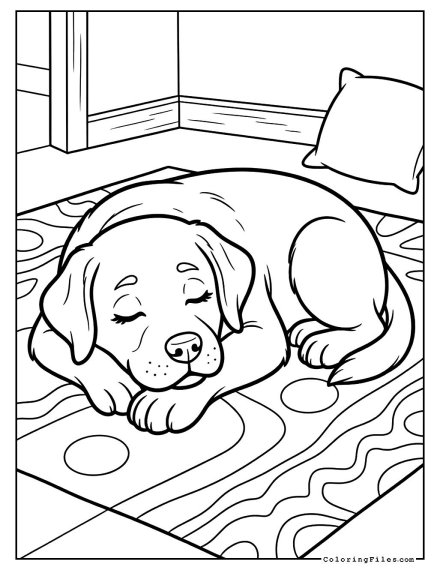 Labrador Sleeping on a Rug