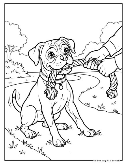 Boxer Playing Tug-of-War