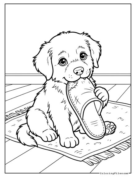 Puppy Chewing a Slipper