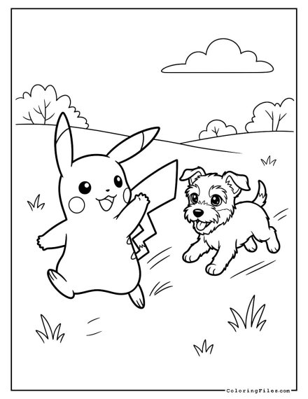 Pikachu & Terrier Playing Tag