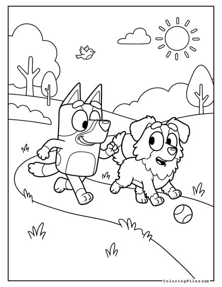 Bluey & Her Dog Friend Playing