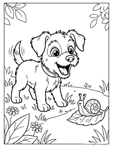 Puppy Barking at a Garden Snail